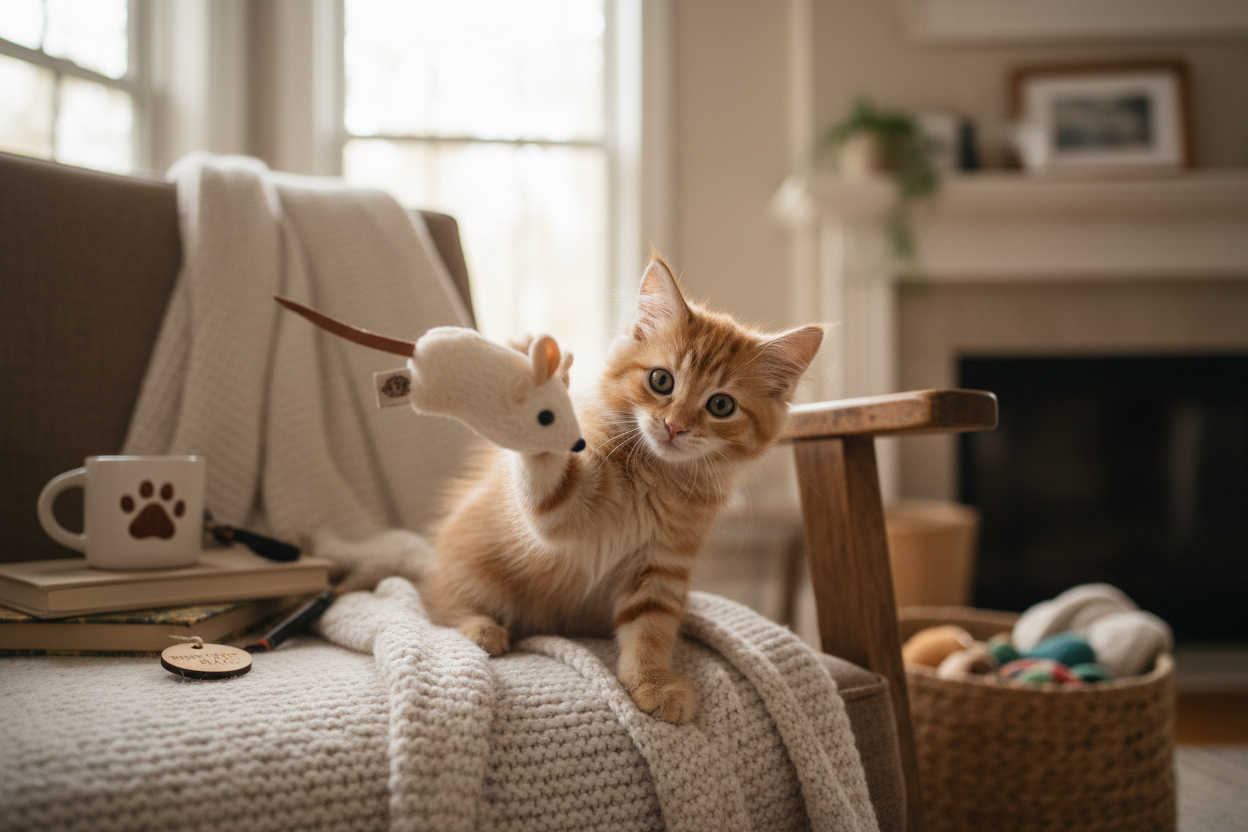 Chat jouant avec souris ToyMinou